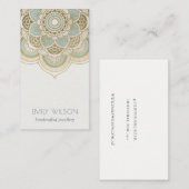 エレガント金華美箔ティール（緑がかった色）ターコイズ曼荼羅 名刺 (正面/裏面)