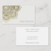 エレガント金華美箔ティール（緑がかった色）ターコイズ曼荼羅 名刺 (正面/裏面)