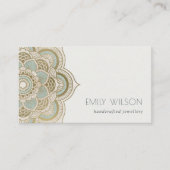 エレガント金華美箔ティール(緑がかった色)ターコイズ曼荼羅 名刺 (正面)
