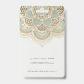 エレガント金華美箔ティール（緑がかった色）マンダラ写真 バッジ (裏面)