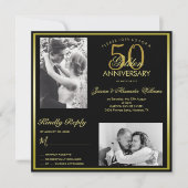 エレガント金50周年記念結婚写真 招待状 (正面)