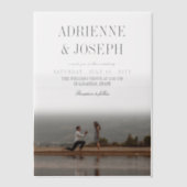 エレガント鉛筆グレー文字結婚写真 ベラム紙招待状 (正面)