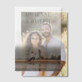 エレガント鉛筆グレー文字結婚写真 ベラム紙招待状 (オフセット (カップル))