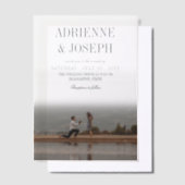 エレガント鉛筆グレー文字結婚写真 ベラム紙招待状 (オフセット)