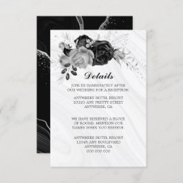 エレガント銀と黒の花と葉詳細 エンクロージャーカード