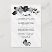 エレガント銀と黒の花と葉詳細 エンクロージャーカード (正面)