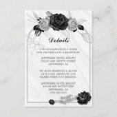 エレガント銀と黒の花と葉詳細 エンクロージャーカード (正面)