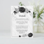 エレガント銀と黒の花と葉詳細 エンクロージャーカード (スタンド正面)