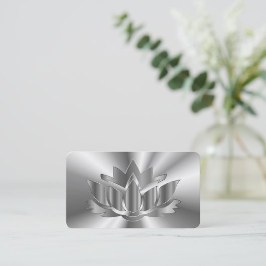 エレガント銀グラデーションモダン銀 名刺 (スタンド正面)