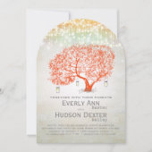 エレガント銀コーラル素朴カントリーフォレ結婚スト 招待状 (正面)