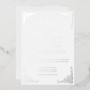 エレガント銀ハワイアン伝統的結婚ズ 箔招待状