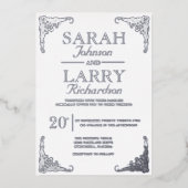 エレガント銀ハワイアン伝統的結婚ズ 箔招待状 (正面)