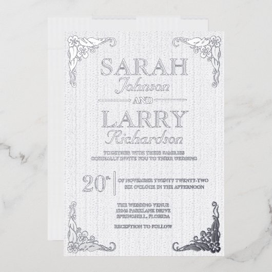 エレガント銀ハワイアン伝統的結婚ズ 箔招待状 (封筒)