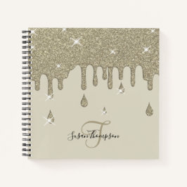 エレガント銀パーソナライズされたドリップグリッター効果 ノートブック