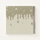 エレガント銀パーソナライズされたドリップグリッター効果 ノートブック (裏面)
