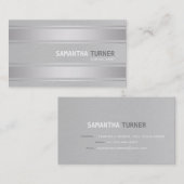 エレガント銀フェイクストライププロフェッショナルカスタム 名刺 (正面/裏面)