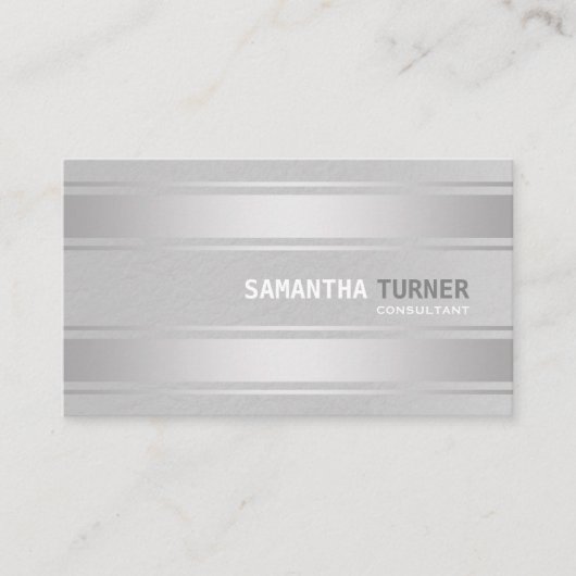 エレガント銀フェイクストライププロフェッショナルカスタム 名刺 (正面)
