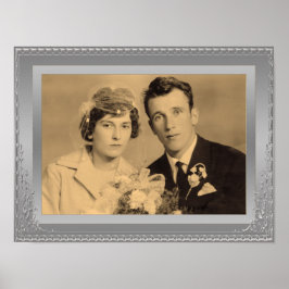 エレガント銀フ縁どレームカスタム写真ポスター ポスター