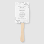 エレガント銀ボタニカル離れ結婚式 プログラム ハンドファン (正面)