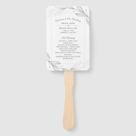 エレガント銀ボタニカル離れ結婚式 プログラム ハンドファン