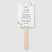 エレガント銀ボタニカル離れ結婚式 プログラム ハンドファン (裏面)