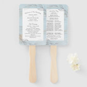 エレガント銀ボタニカル離れ結婚式 プログラム ハンドファン (正面&裏面)