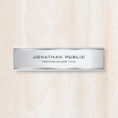 エレガント銀メタリックルックテンプレートトレンディー サインプレート (正面)