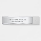 エレガント銀メタリックルックテンプレートトレンディー サインプレート (正面)