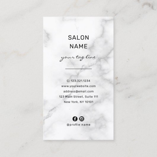 エレガント銀モダンとピンクのシザースヘアスタイリスト 名刺 (裏面)