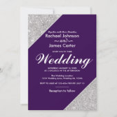 エレガント銀モダングリッターオン濃紫 招待状 (正面)