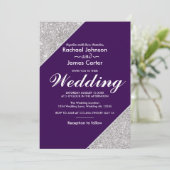 エレガント銀モダングリッターオン濃紫 招待状 (スタンド正面)
