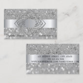 エレガント銀モダングリッター《写真》ぼけ味 名刺 (正面/裏面)