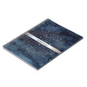 エレガント銀モダンマンダラストライプネイビーブルー ノートブック (左側)