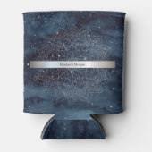 エレガント銀モダンマンダラストライプネイビーブルー 缶クーラー (正面)