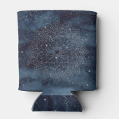 エレガント銀モダンマンダラストライプネイビーブルー 缶クーラー (裏面)