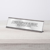 エレガント銀実在財 デスクネームプレート (正面)