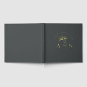 エレガント銀杏離れ炭グレー結婚の箔 ゲストブック (全面)