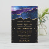 エレガント銀河系金ゴールドグリッターアゲ結婚ート 招待状 (スタンド正面)