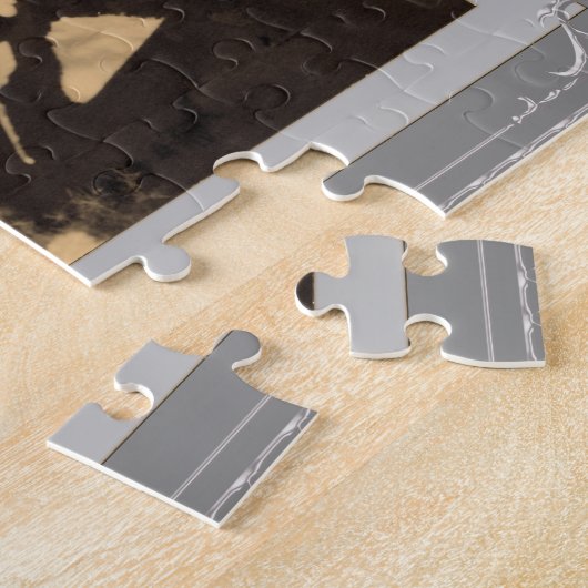 エレガント銀縁ど枠カスタム写真 ジグソーパズル (側面)