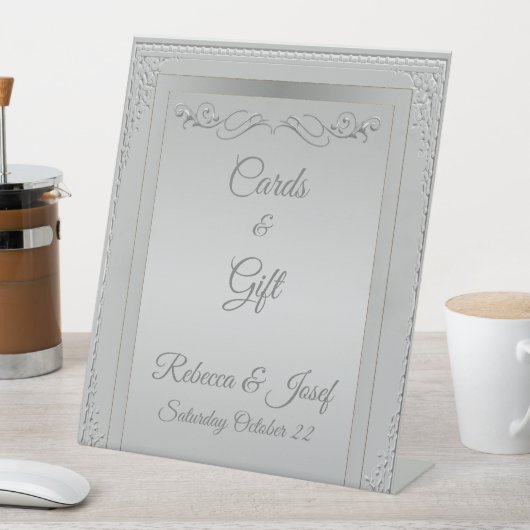 エレガント銀縁ど枠カスタム写真 台座サイン (インサイチュ)