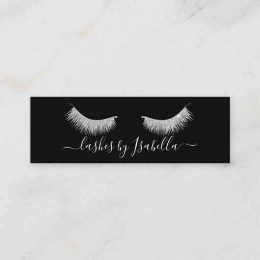 エレガント銀色グリッター黒まつ毛 スキニー名刺 (正面)