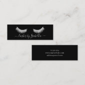 エレガント銀色グリッター黒まつ毛 スキニー名刺 (正面/裏面)