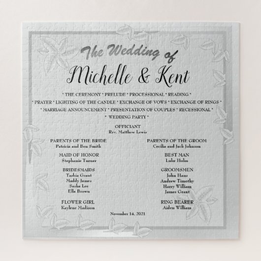 エレガント銀葉結婚パズル ジグソーパズル (縦)