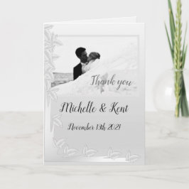 エレガント銀離れ折サンキューカード カード