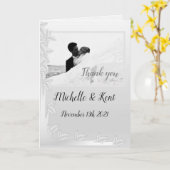 エレガント銀離れ折サンキューカード カード (黄色い花)