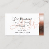 エレガント銅と白のカラフルストライプモノグラム 名刺 (裏面)