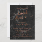 エレガント銅スクリプトブライダルシャワー黒大理石 招待状 (正面)