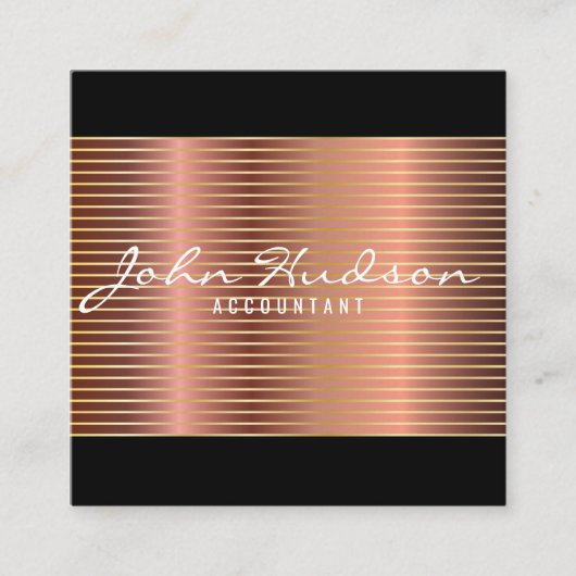 エレガント銅スクリプトモダンデザイン スクエア名刺 (正面)