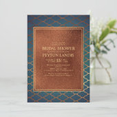エレガント銅スタイリッシュティール（緑がかった色）金ゴールドブライダルシャワー 招待状 (スタンド正面)