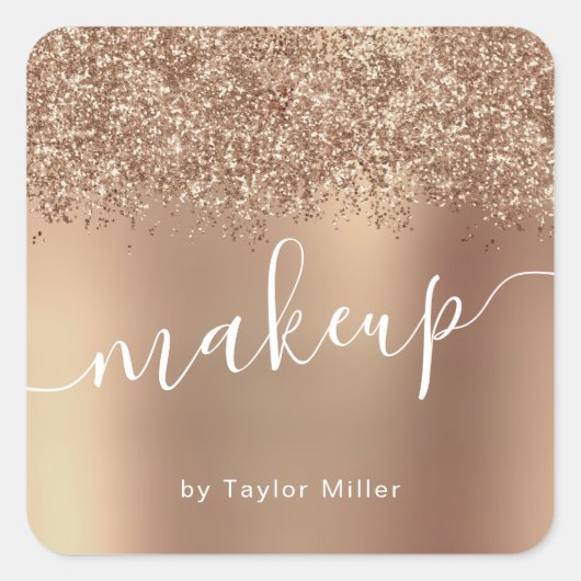 エレガント銅スタイリッシュバラ金ゴールドグリッター化粧 スクエアシール (正面)
